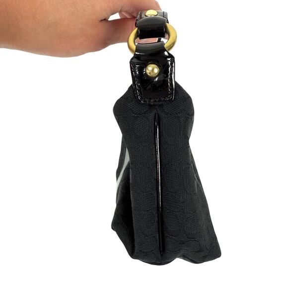 Coach Signature Back Canvas Patent Demi Mini Ergo Baguette Purse Bag 41066 - Picture 10 of 16